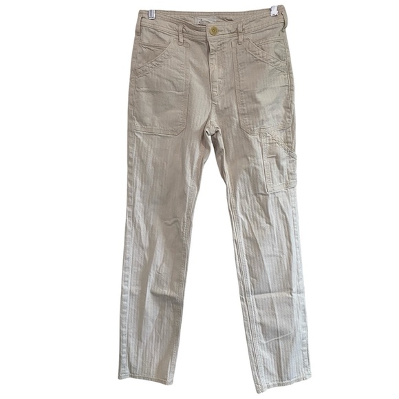 Anthropologie Straight Leg Jeans in Cream Size 26 Cotton Pockets Belt Loops Pant - Picture 1 of 16